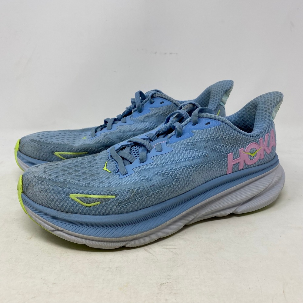 Hoka‎ Clifton 9 Women 8.5 Running Shoes Dream Blue Ice Water Pink 1127896-DNK